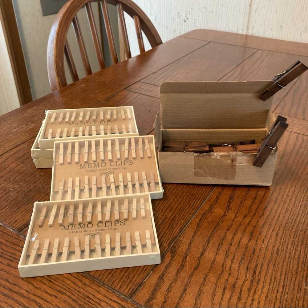 Wooden Memo Clips Set - Brown